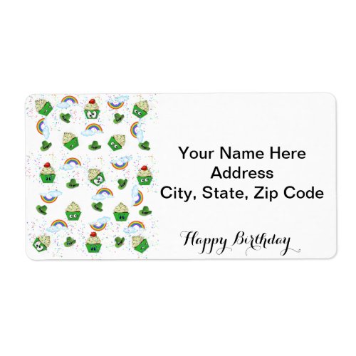 St Patricks Day Labels Happy Birthday Cupcakes