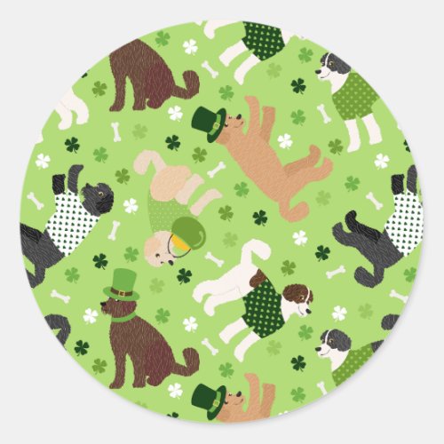 St Patricks Day Labradoodle  Goldendoodle Classic Round Sticker