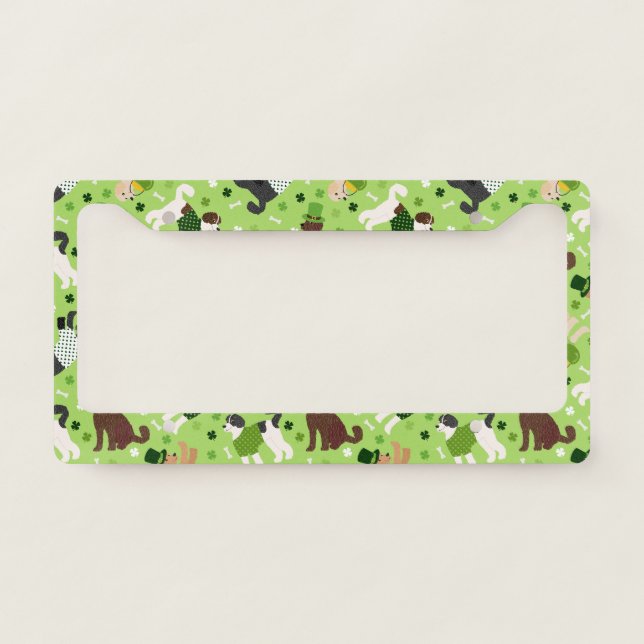 St. Patrick's Day Labradoodle / Goldendoodle License Plate Frame (Front)