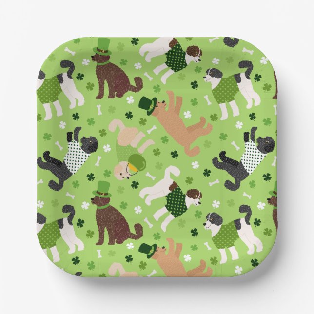 St. Patrick's Day Labradoodle / Goldendoodle Paper Plates (Front)