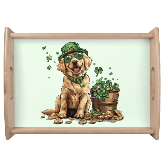 St. Patrick's Day Labrador Retriever Dog Serving Tray (Front)