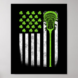 St Patricks Day Lacrosse Lax Usa Flag Women Irish  Poster