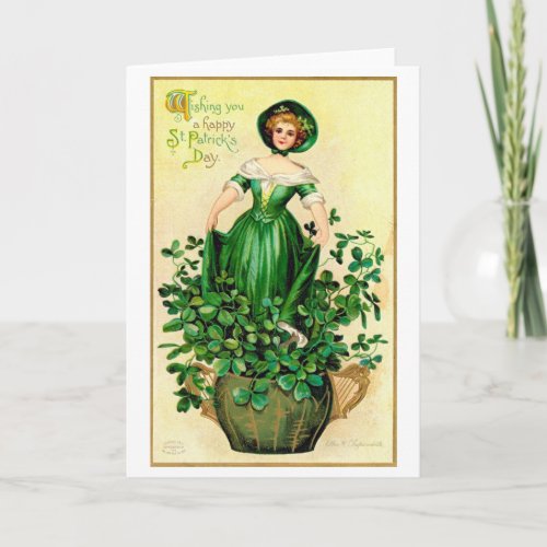 St Patricks Day Lady Vintage Card