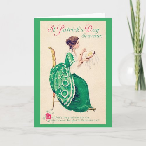 St Patricks Day Lady Vintage Card