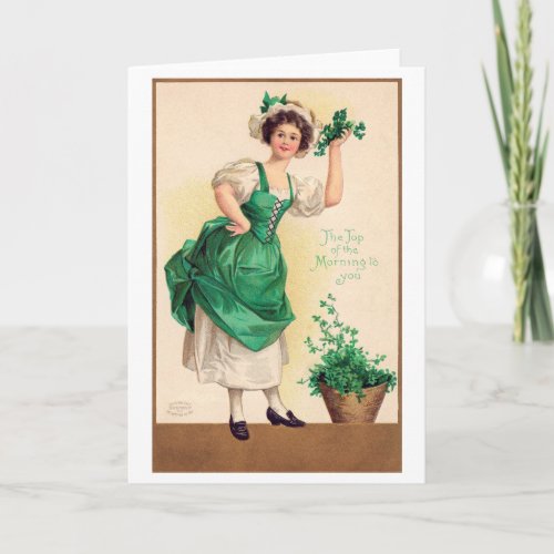 St Patricks Day Lady Vintage Card