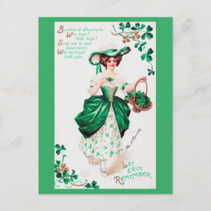 St. Patrick's Day Lady, Vintage Postcard
