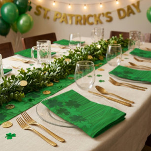 St. Patrick's Day Layered Shamrocks Personalized  Cloth Napkin