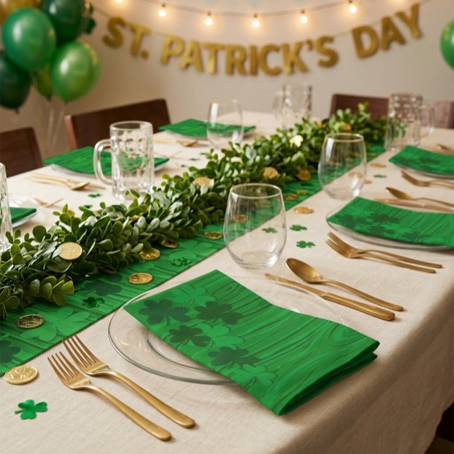 St. Patrick's Day Layered Shamrocks Personalized  Cloth Napkin (Creator Uploaded)