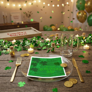 St. Patrick's Day Layered Shamrocks Personalized  Napkins