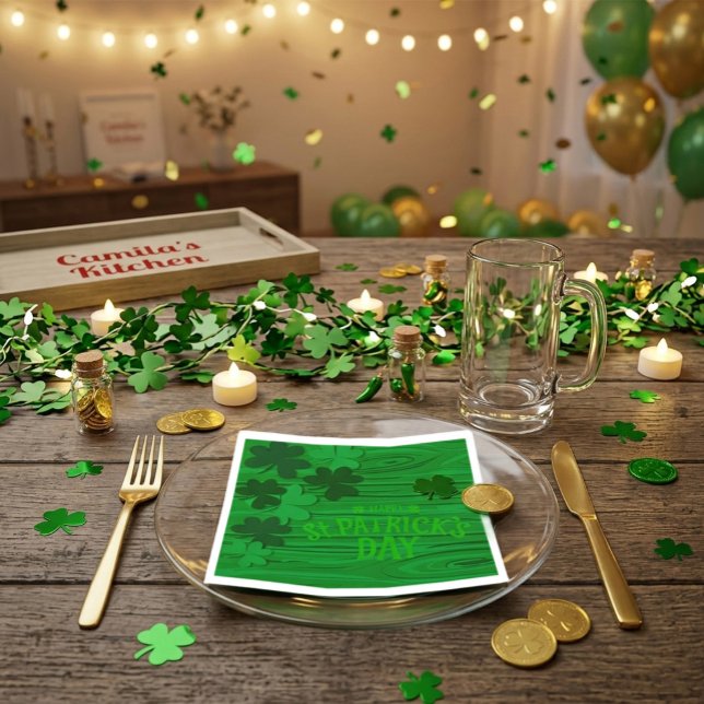 St. Patrick's Day Layered Shamrocks Personalized  Napkins (Creator Uploaded)