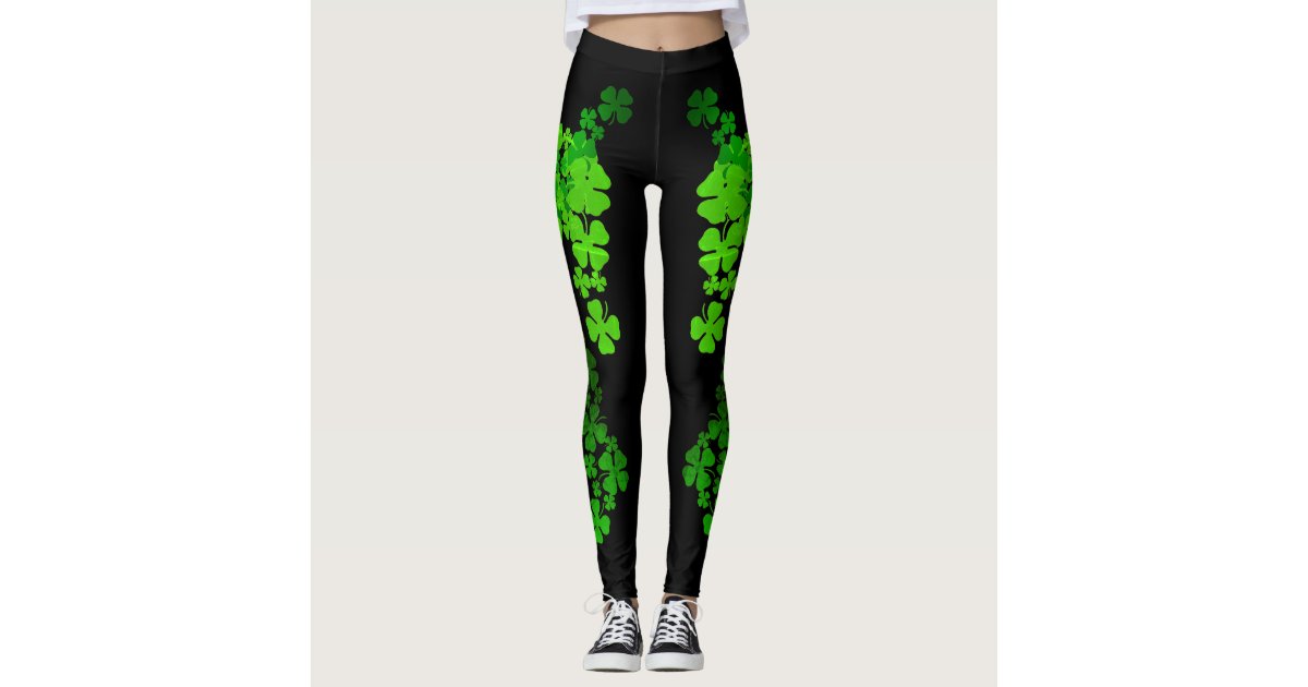 Shamrock Womens Leggings, St Patricks Day Leggings, 4 Leaf Clover Leggings,  Yoga Pants, Plus Size Leggings -  Canada