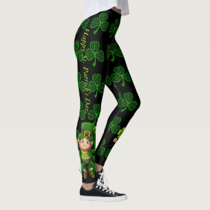 Patrick's Day Green Shamrocks Printed Leggings High Waist Tummy Control Workout Legging Sport Pants LQUSIS Women's St 
