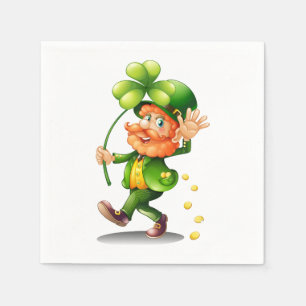 St. Patrick's Day Leprechaun and Gold Coins Napkins