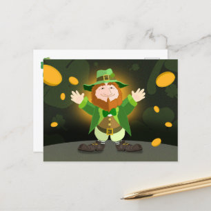 St. Patrick's Day Leprechaun and Gold  Postcard