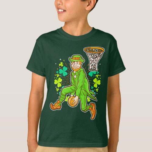 St Patricks Day Leprechaun Basketball Dunk T_Shirt