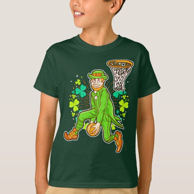 St Patricks Day Leprechaun Basketball Dunk T-Shirt (Front)