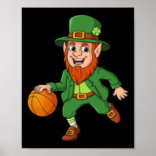 St Patricks Day Leprechaun Basketball Lucky Boys G Poster