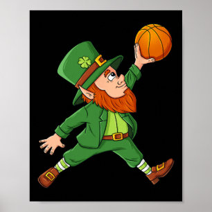 St Patricks Day Leprechaun Basketball Lucky Boys G Poster