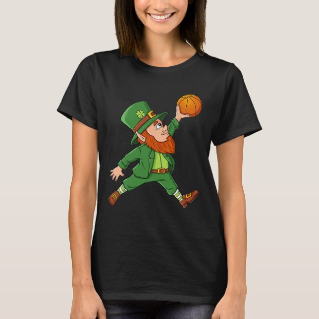 St Patricks Day Leprechaun Basketball Lucky Boys G T-Shirt (Front)
