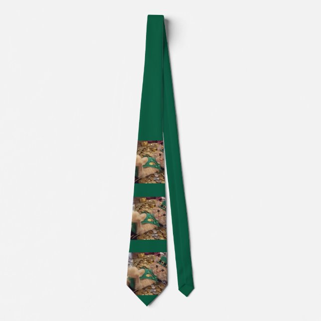 St Patrick's Day Leprechaun Cat  Neck Tie (Front)