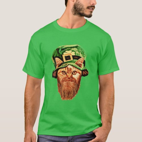 St Patricks Day Leprechaun Cat T_Shirt