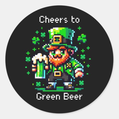 St Patricks Day Leprechaun  Cheers to Green Beer Classic Round Sticker