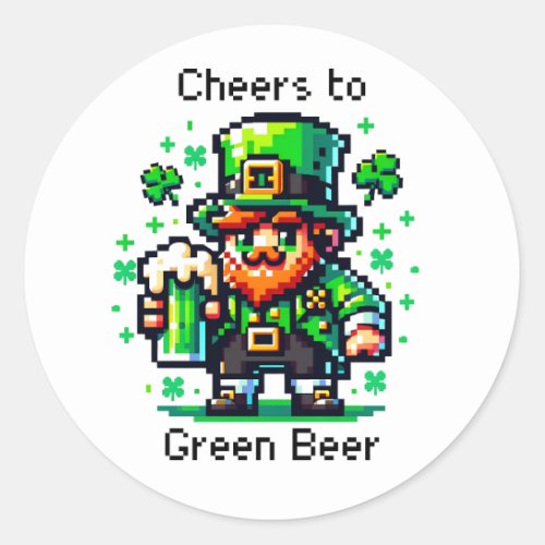 St Patricks Day Leprechaun  Cheers to Green Beer Classic Round Sticker