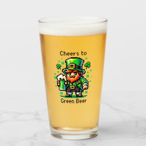 St Patricks Day Leprechaun  Cheers to Green Beer Glass