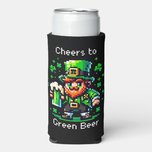 St Patricks Day Leprechaun  Cheers to Green Beer Seltzer Can Cooler