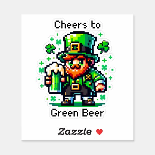 St Patricks Day Leprechaun  Cheers to Green Beer Sticker