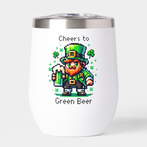 St Patricks Day Leprechaun  Cheers to Green Beer Thermal Wine Tumbler