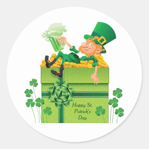 St Patricks Day Leprechaun Classic Round Sticker