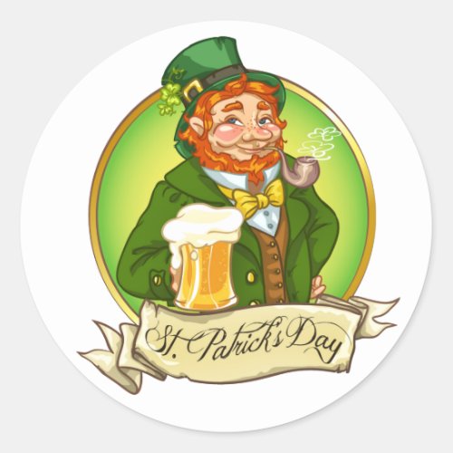 St Patricks Day Leprechaun Classic Round Sticker
