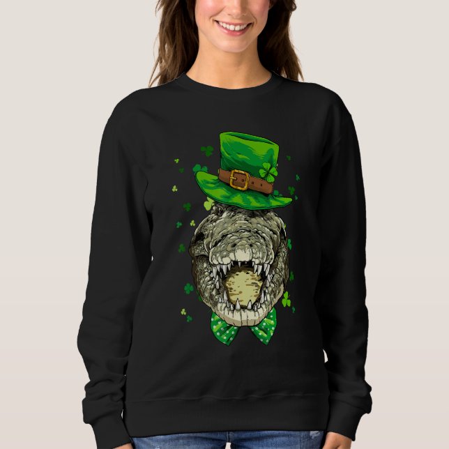 St Patrick's Day Leprechaun Crocodile Gators Shamr Sweatshirt (Front)