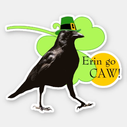 St Patricks Day Leprechaun Crow Pun Erin Go Caw Sticker