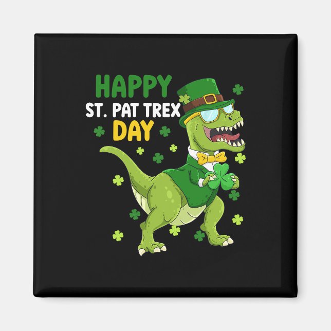 St Patricks Day Leprechaun Dinosaur Dino Happy St  Magnet (Front)