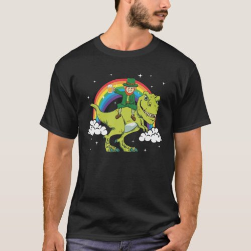 St Patricks Day Leprechaun Dinosaur T_Shirt