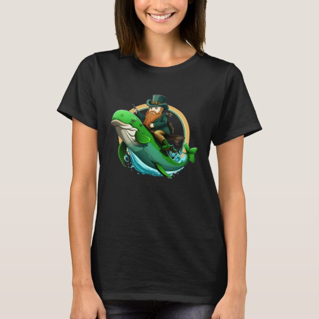 St. Patricks Day Leprechaun Dolphin Shamrock Funny T-Shirt (Front)