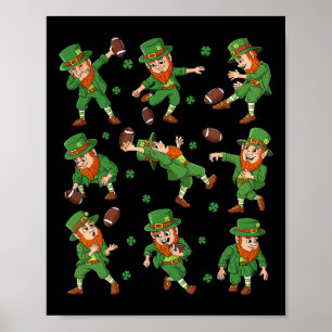 St Patricks Day Leprechaun Football Player Clover  Poster