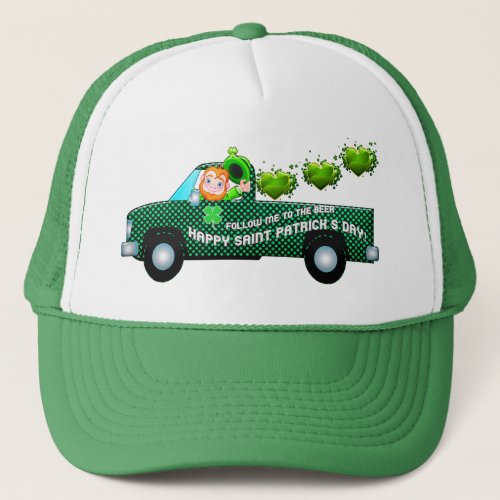 St Patricks Day Leprechaun Funny Drinking Beer Trucker Hat
