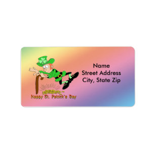 St Patrick's Day Leprechaun Gold Address Label