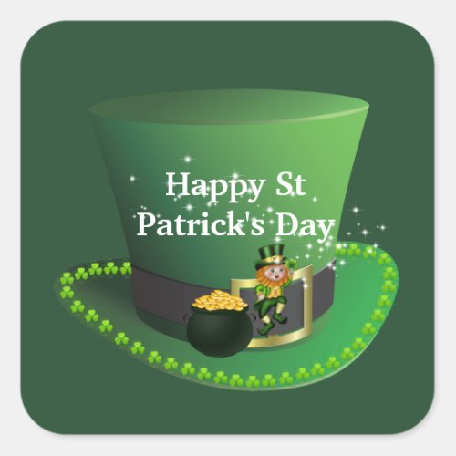 St Patricks day leprechaun gold Irish holiday Square Sticker