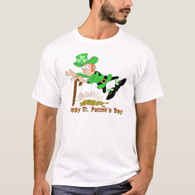 St Patrick's Day Leprechaun Gold T-Shirt (Front)