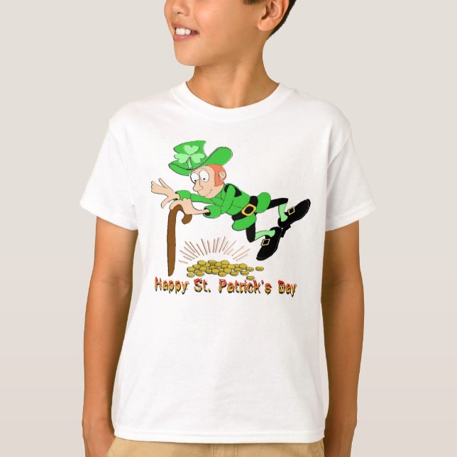 St Patrick's Day Leprechaun Gold T-Shirt (Front)