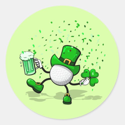 St Patricks Day Leprechaun Golf Classic Round Sticker