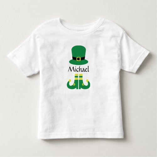 St Patricks Day Leprechaun Hat Cute Add Name Boys Toddler T_shirt