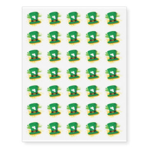 St. Patrick's Day. Leprechaun Hat. Ireland Flag. Temporary Tattoos