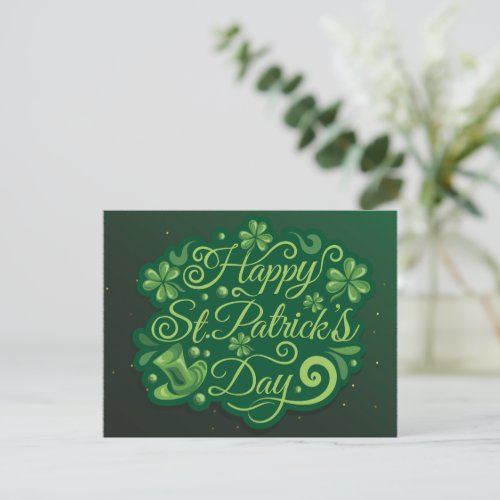 St Patricks Day Leprechaun Hat Shamrocks Irish  Holiday Card