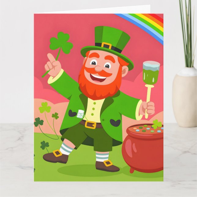 St. Patrick's Day Leprechaun Illustration  Card (Front)