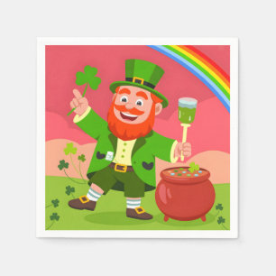 St. Patrick's Day Leprechaun Illustration Napkins
